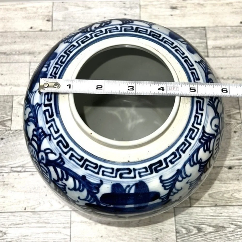 Double Happiness  Ginger Jar 9” Blue and White